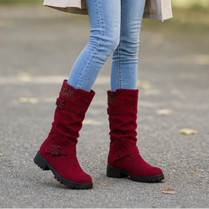 Slouchelle – Ribbed Cuff Slouch Mid-Calf Boots