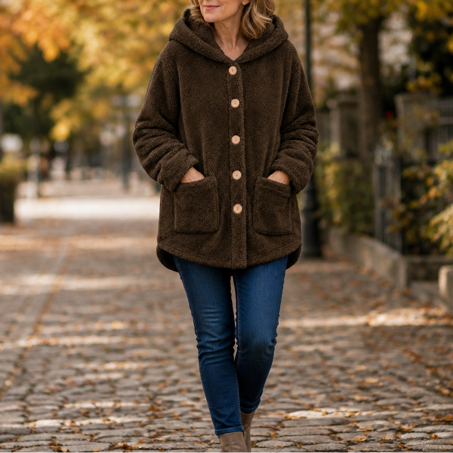 Cozyvale – Button-Front Hooded Winter Jacket
