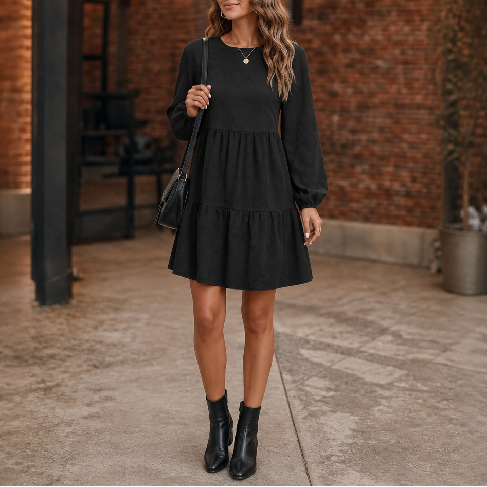 Velora – Long-Sleeve Tiered Dress