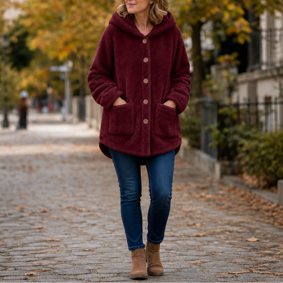 Cozyvale – Button-Front Hooded Winter Jacket