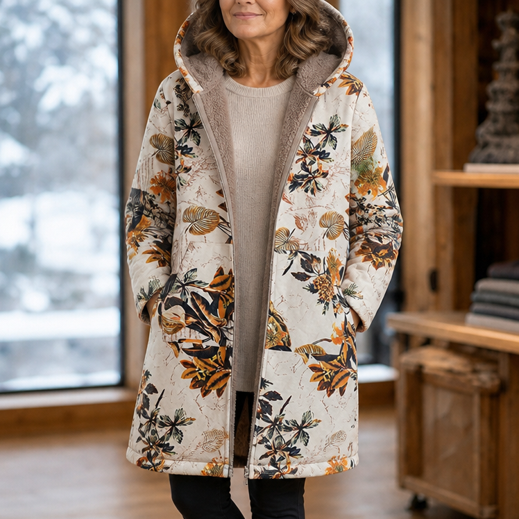 Leaf & Loom – Printed Hooded Winter Coat