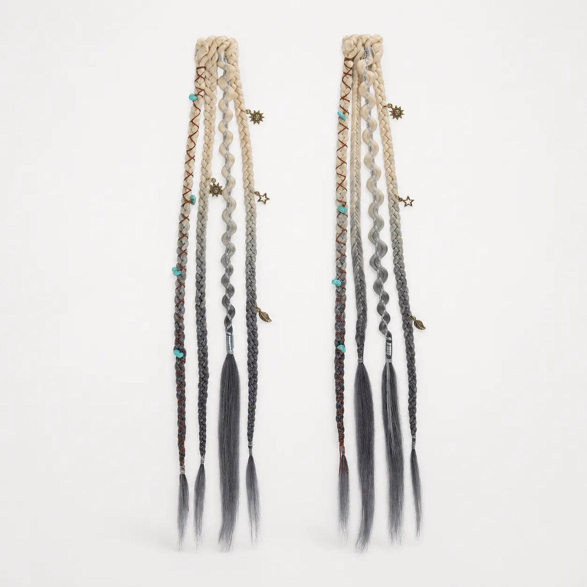 Wildera – Boho Beaded Clip-In Braid Extensions with Charms